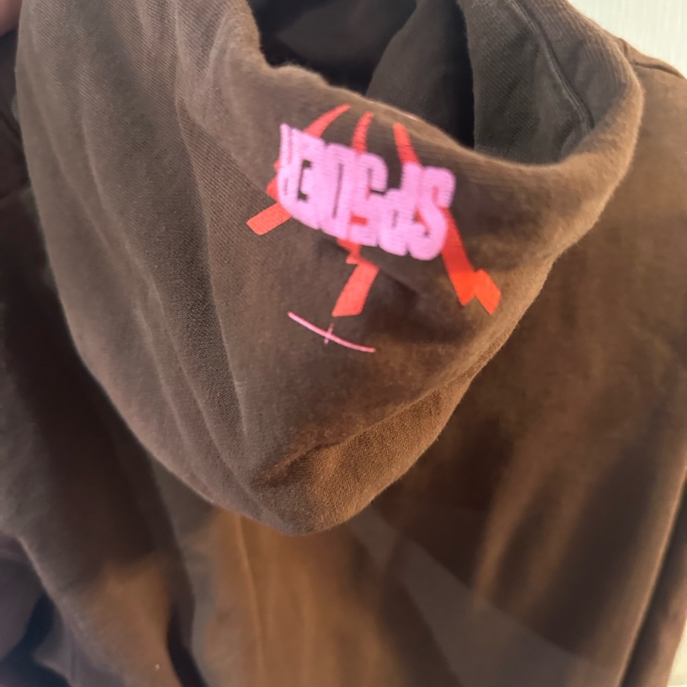 Pre loved Spyder Brown Hoodie with Pink and Red Graphic 555 555 size M - Picture 8 of 10